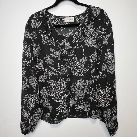 Vanity Fair VTG Elegant Black Sheer Blouse - Picture 2 of 8